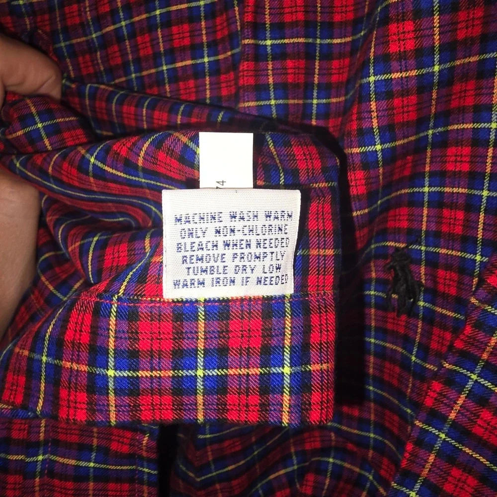 Ralph Lauren Button Down Shirt 3XLT Men Red Blue Plaid Long Sleeve Tall